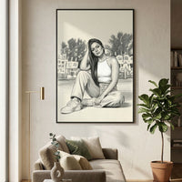 Personalized Photo Sketch Canvas Painting – Modern Monochrome Portrait Wall Art