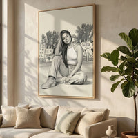 Personalized Photo Sketch Canvas Painting – Modern Monochrome Portrait Wall Art