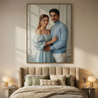 Personalized Photos Couple Portrait Canvas Painting – Elegant Romantic Wall Art
