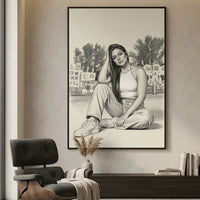 Personalized Photo Sketch Canvas Painting – Modern Monochrome Portrait Wall Art