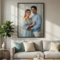 Personalized Photos Couple Portrait Canvas Painting – Elegant Romantic Wall Art