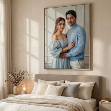 Personalized Photos Couple Portrait Canvas Painting – Elegant Romantic Wall Art