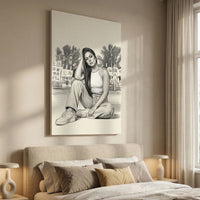 Personalized Photo Sketch Canvas Painting – Modern Monochrome Portrait Wall Art