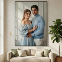 Personalized Photos Couple Portrait Canvas Painting – Elegant Romantic Wall Art