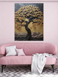 Golden Blossom Tree – Nature Inspired Canvas Wall Art