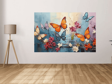 Fluttering Elegance – Colorful Butterfly Wall Art - Memories InsiteCOLOURFULL BUTTERFLY WALL FRAME-STRETCHED CANVAS / 20*20 INCH