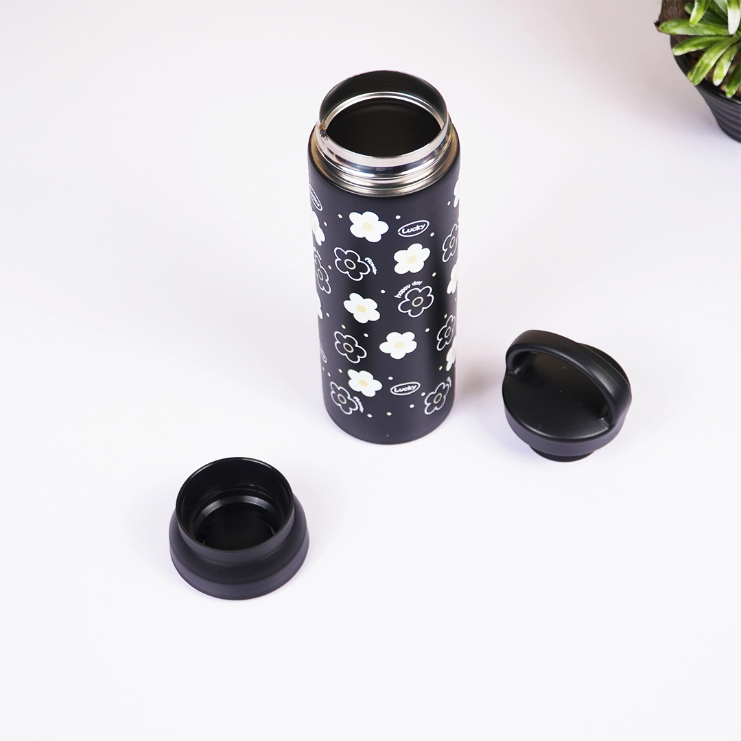 Black Floral Stainless Steel Insulated Tumbler