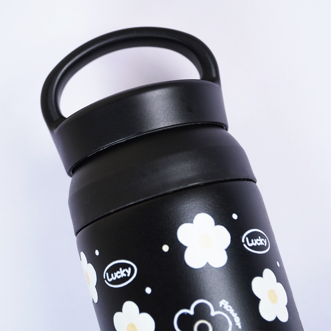 Black Floral Stainless Steel Insulated Tumbler