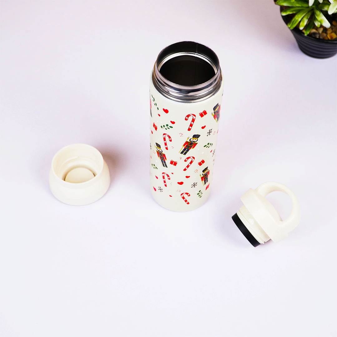 NutCracker Fest Vacuum Insulated Tumbler – 490ml Hot & Cold Stainless Steel Bottle with Carry Loop Lid