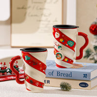 Christmas Travel Mug – Insulated Twist Design Cup with Lid | Festive Holiday Coffee Mug