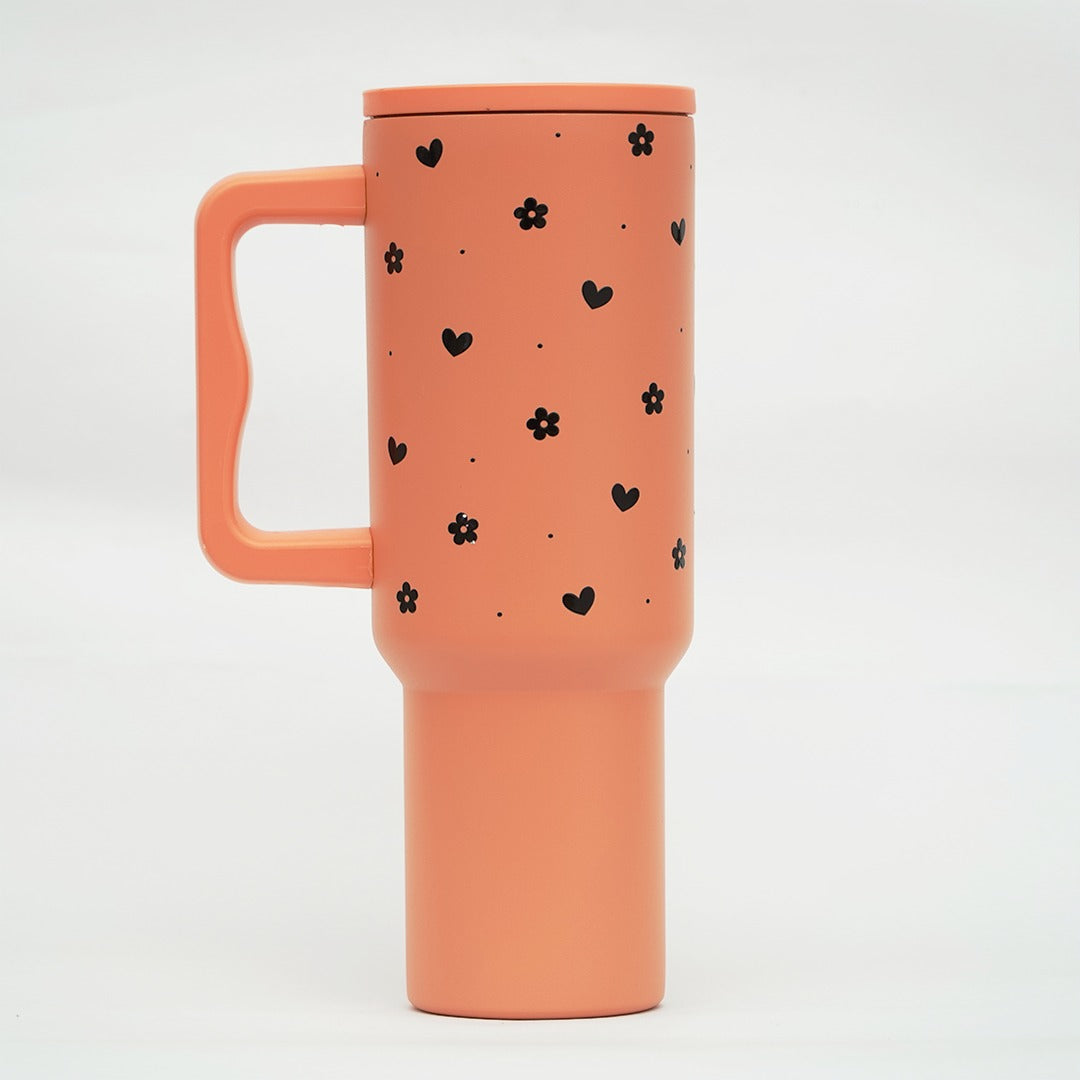 Blush Bloom™ 40oz Insulated Tumbler – Heart & Daisy Edition 🌸