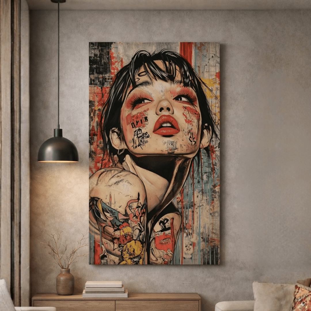 Abstract Woman Portrait Graffiti Canvas Wall Art - Memories InsiteABSTRACT WOMEN PORTRAIT GRAFFITI CANVAS WALL ART - STRECHED