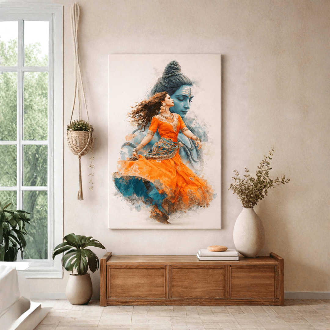 Parvati Shiv Dancing Canvas Wall Art for Living Room
