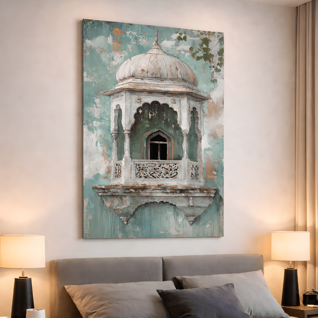 Vintage Jharokha Window Canvas Wall Art - Memories Insite