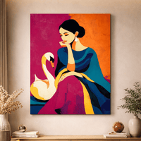 Elegant Lady with Swan Canvas Painting - Memories InsiteLADY WITH SWAN CANVAS - STRECHED