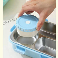 Stainless Steel Bento Lunch Box (3 Grid) With Bowl