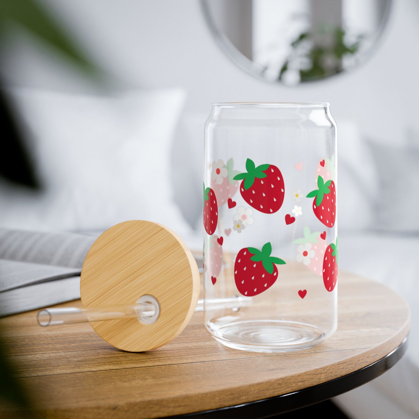 Strawberry Glass jar Tumbler