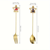 Stainless Steel Christmas Fork And Spoon Set