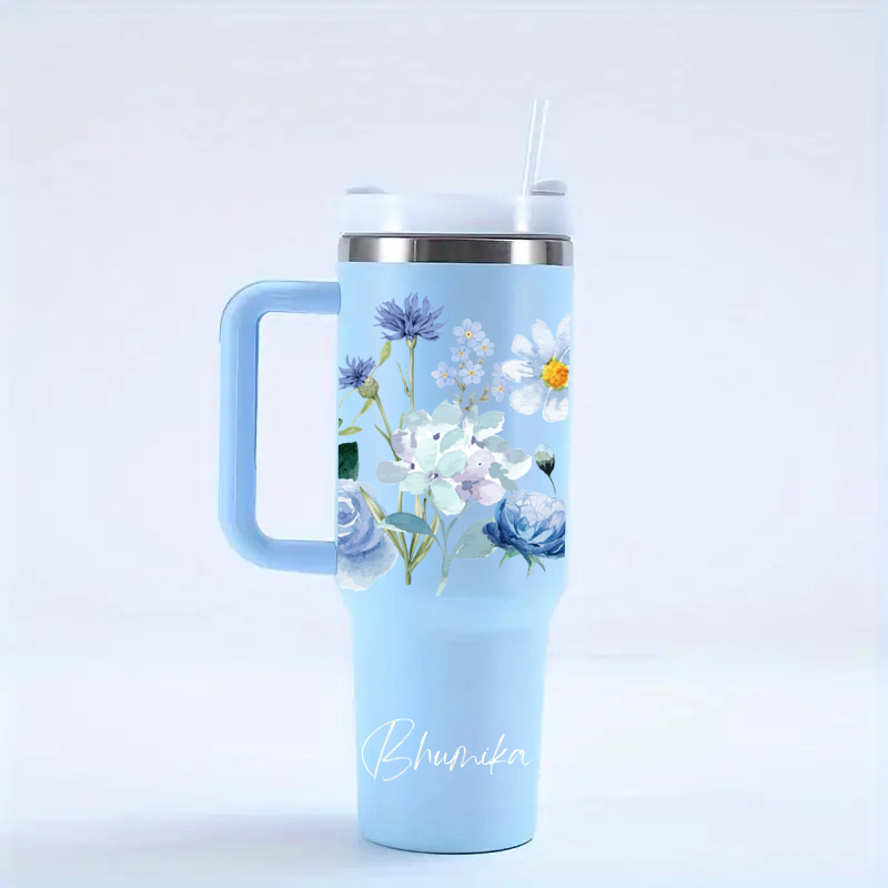 Personalized FleurFlow™ Tumbler with Straw & Lid