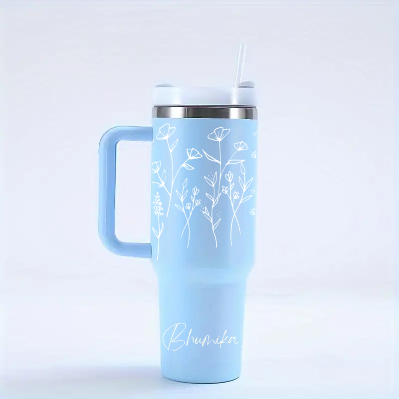 Personalized FleurFlow™ Tumbler with Straw & Lid