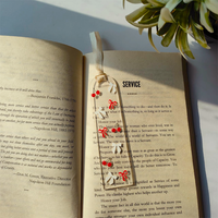 Handcrafted Acrylic Bookmarks with Real Dried Flowers & Satin Ribbons – Combo Pack of 4
