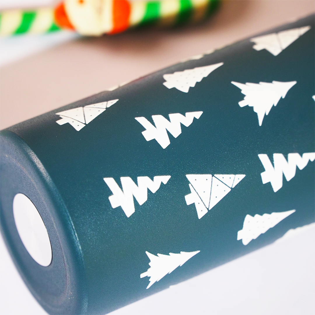 Winter Forest Design Vacuum Insulated Tumbler – 490ml Hot & Cold Stainless Steel Bottle with Carry Loop Lid