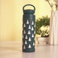 Winter Forest Design Vacuum Insulated Tumbler – 490ml Hot & Cold Stainless Steel Bottle with Carry Loop Lid