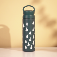 Winter Forest Design Vacuum Insulated Tumbler – 490ml Hot & Cold Stainless Steel Bottle with Carry Loop Lid