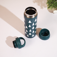 Winter Forest Design Vacuum Insulated Tumbler – 490ml Hot & Cold Stainless Steel Bottle with Carry Loop Lid