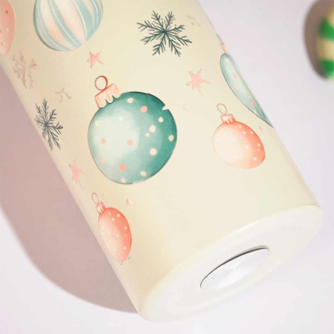 Ornaments Glow Vacuum Insulated Tumbler – 490ml Hot & Cold Stainless Steel Bottle with Carry Loop Lid