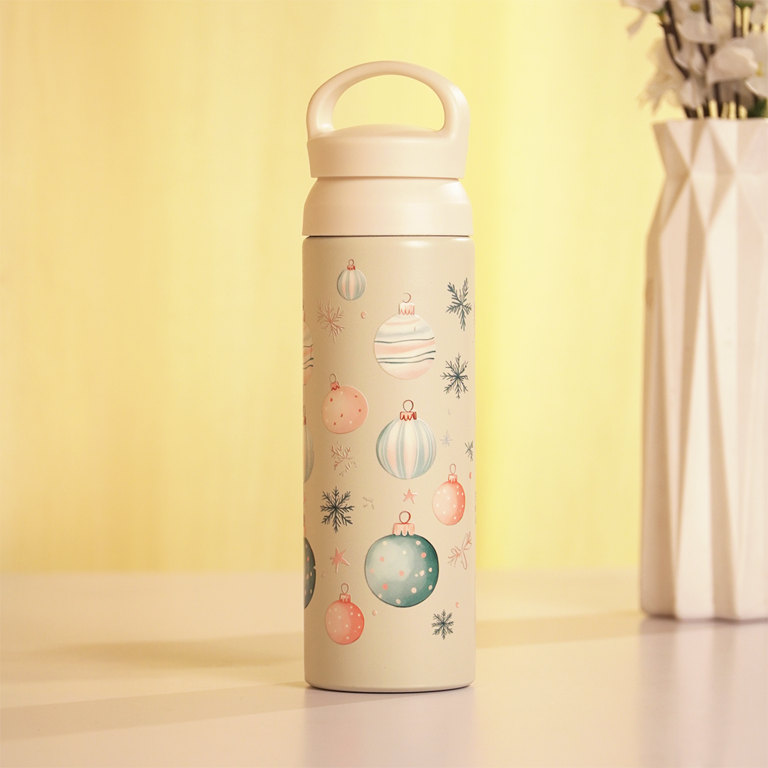 Ornaments Glow Vacuum Insulated Tumbler – 490ml Hot & Cold Stainless Steel Bottle with Carry Loop Lid