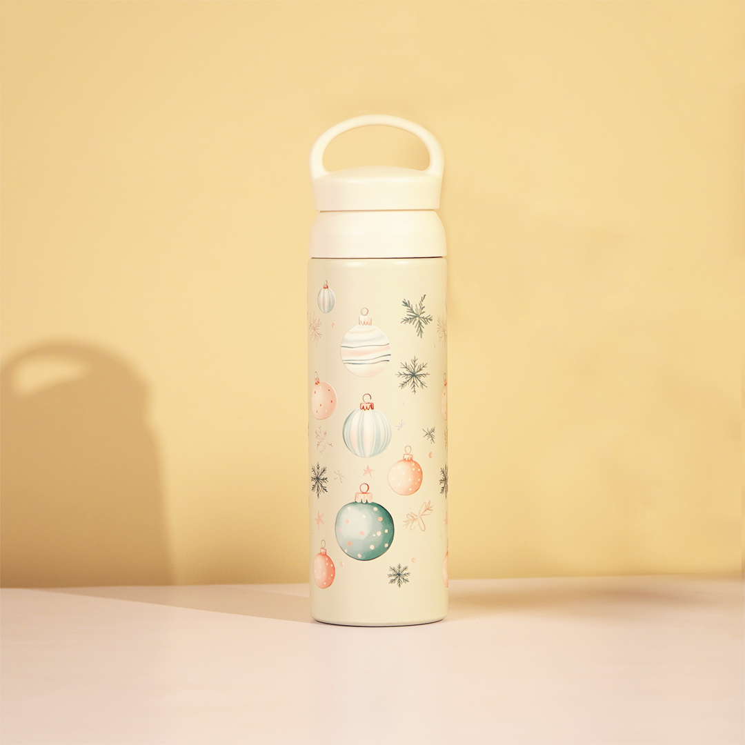 Ornaments Glow Vacuum Insulated Tumbler – 490ml Hot & Cold Stainless Steel Bottle with Carry Loop Lid