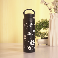 Puppy Paw Vacuum Insulated Tumbler – 490ml Hot & Cold Stainless Steel Bottle with Carry Loop Lid