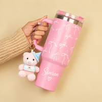 Personalized Pink Insulated Tumbler with Handle & Straw