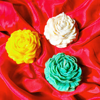 Decorative Rose Flower Candles (White, Yellow & Green) – Perfect for Home Décor & Gifting