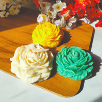 Decorative Rose Flower Candles (White, Yellow & Green) – Perfect for Home Décor & Gifting