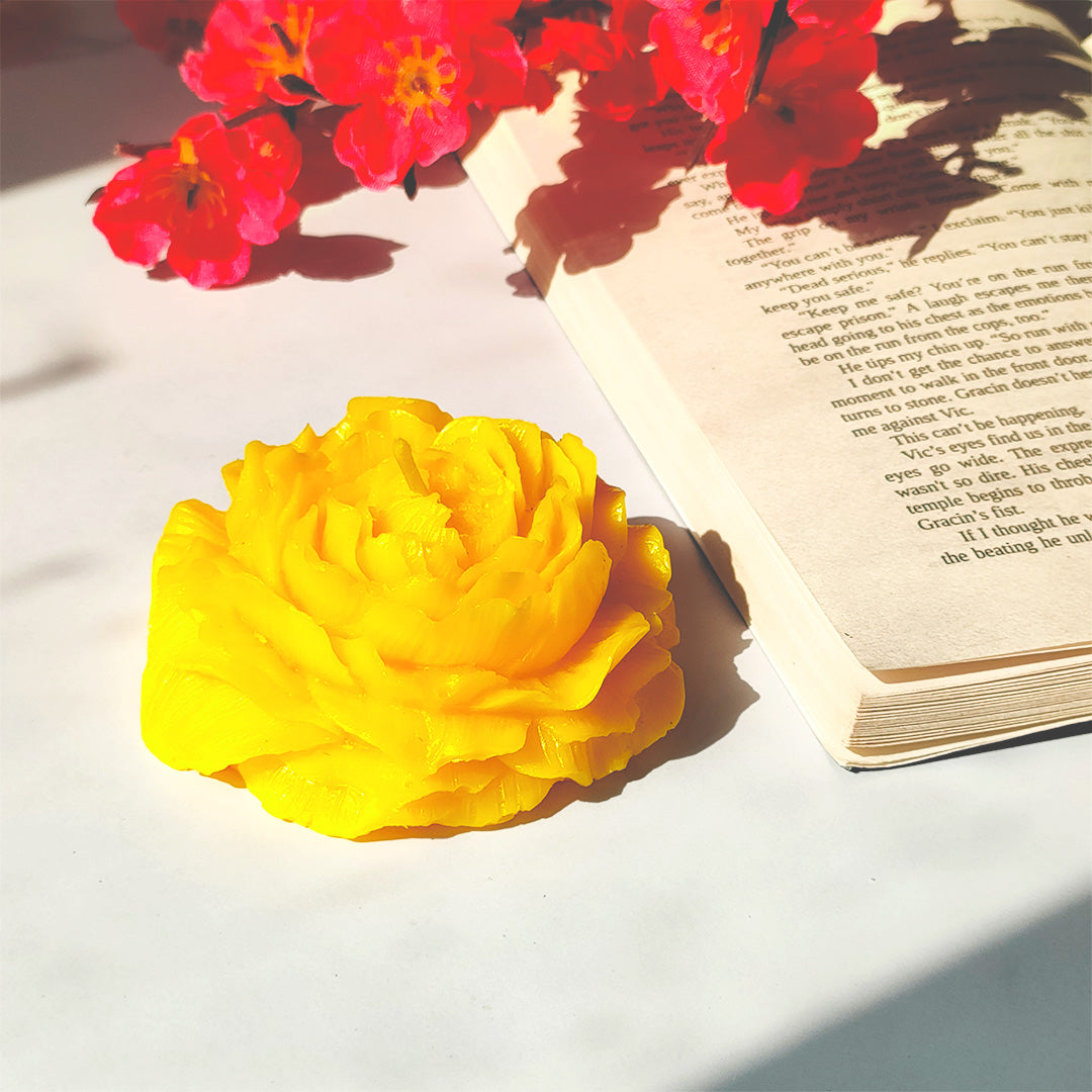 Decorative Rose Flower Candles (White, Yellow & Green) – Perfect for Home Décor & Gifting