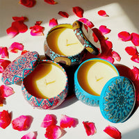 Mandala Glow Scented Candles – Set of 3 Boho Decorative Tins