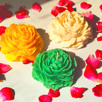 Decorative Rose Flower Candles (White, Yellow & Green) – Perfect for Home Décor & Gifting