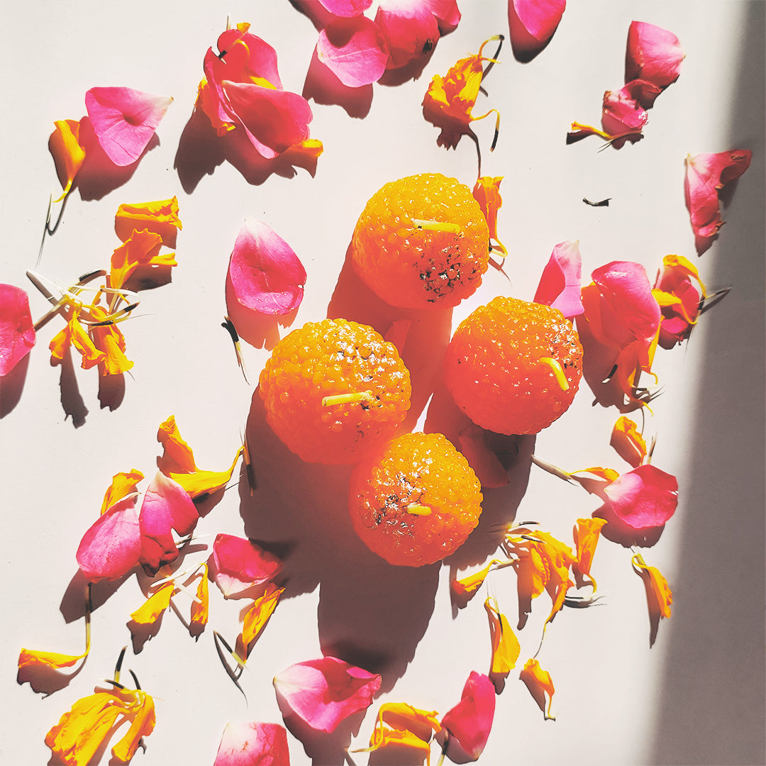 Festive Ladoo Glow Decorative Candles – Set of 4