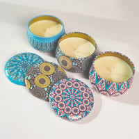 Mandala Glow Scented Candles – Set of 3 Boho Decorative Tins
