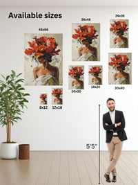 Romantic Rain Street Canvas Wall Art | Couple Under Umbrella Painting