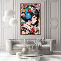 Anime Girl with Headphones Canvas Wall Art - Memories Insite