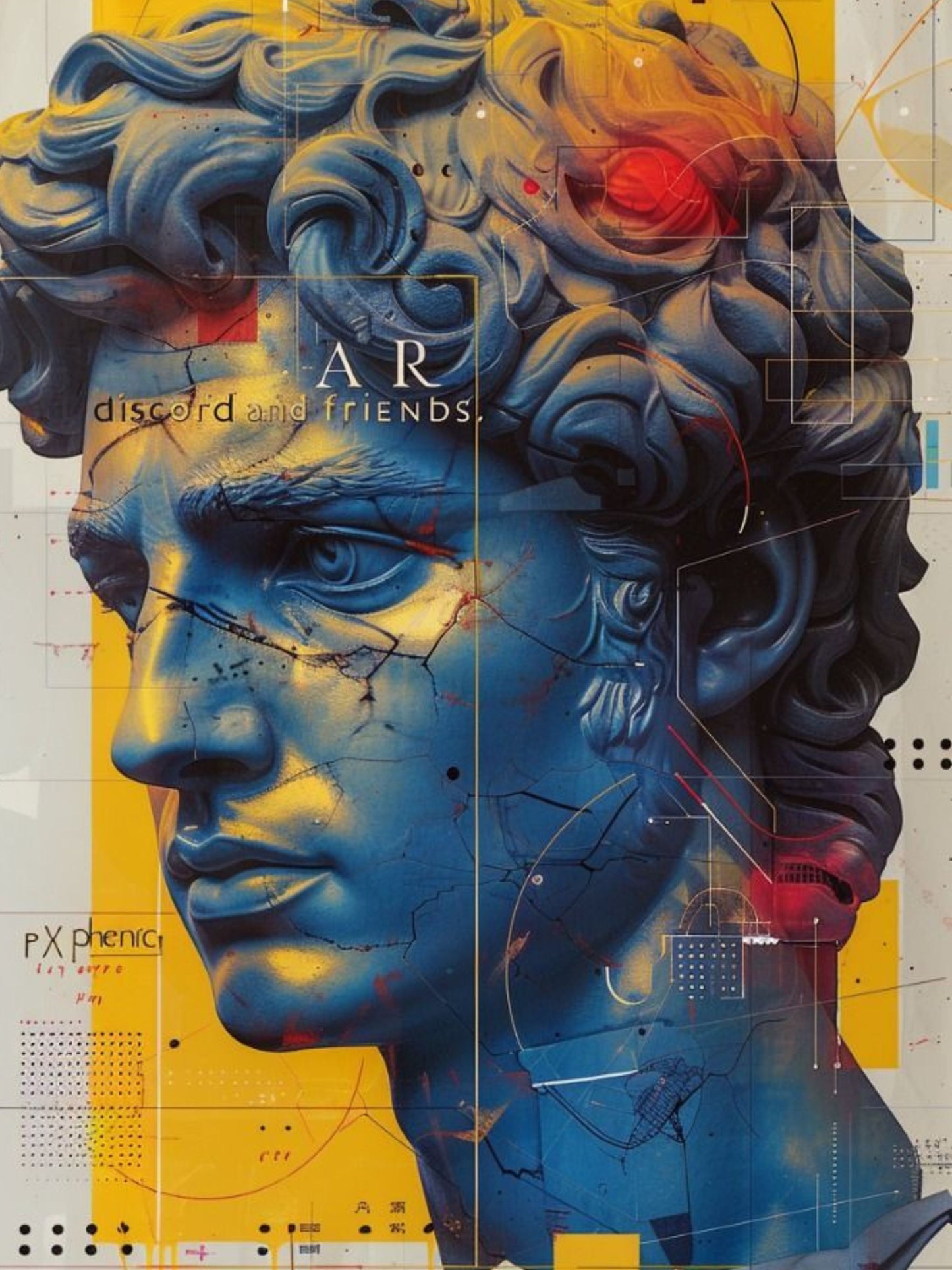 Modern Abstract David Sculpture Canvas Painting