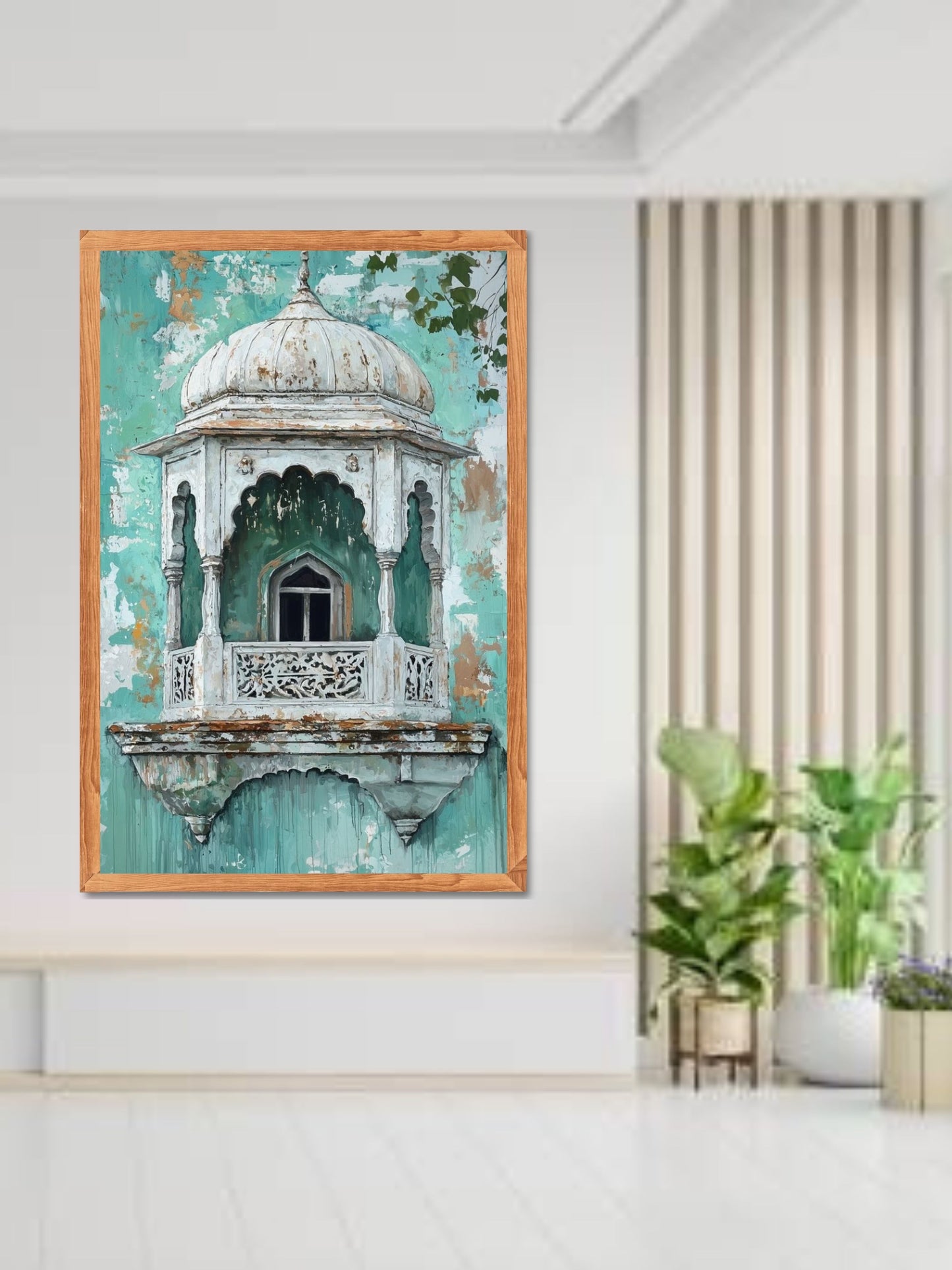 Vintage Jharokha Window Canvas Wall Art | Indian Heritage Architecture Painting