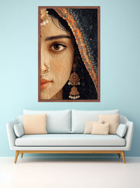 Traditional Indian Woman Portrait Canvas Wall Art | Ethnic Bridal Face Painting