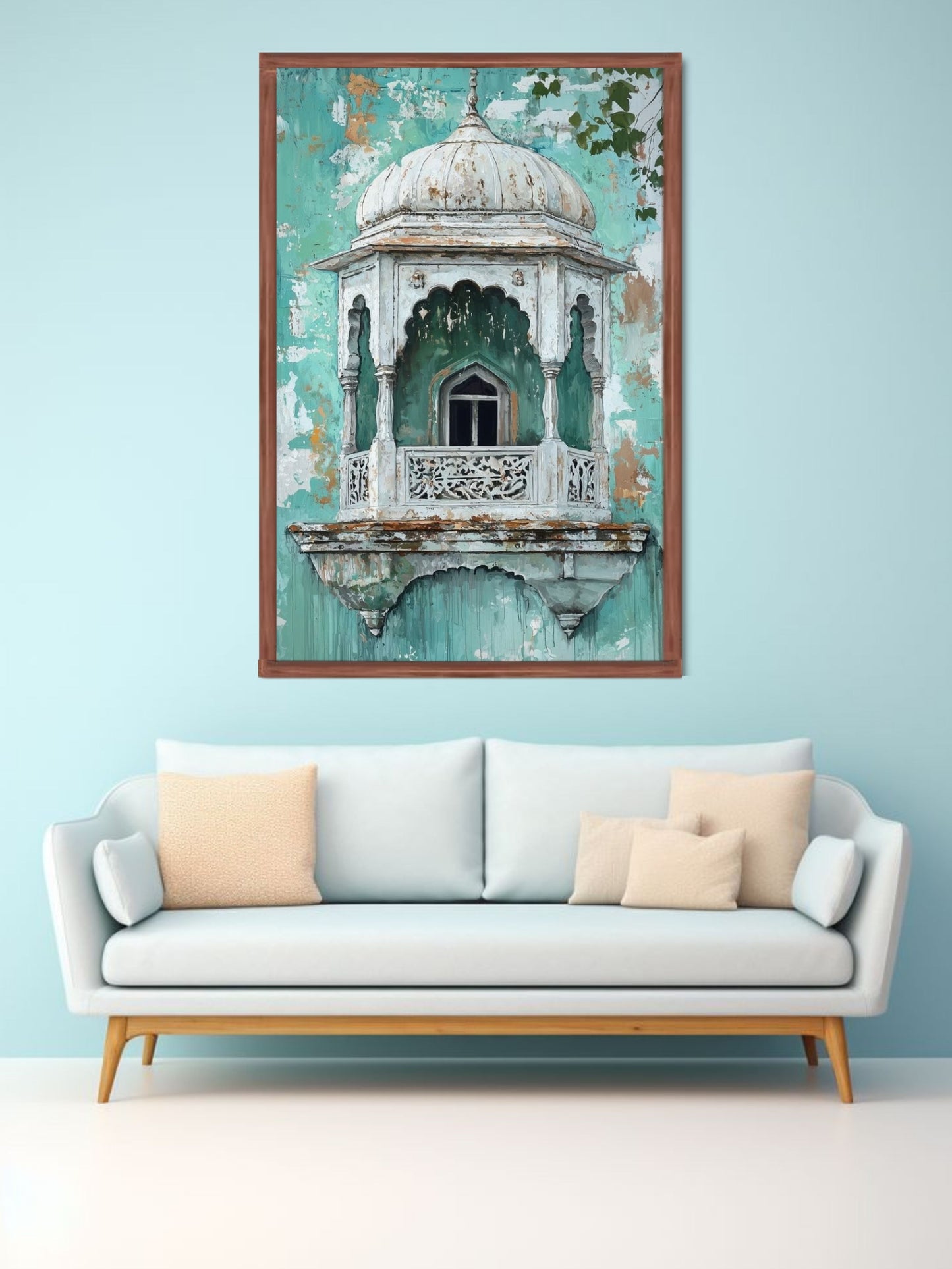 Vintage Jharokha Window Canvas Wall Art | Indian Heritage Architecture Painting