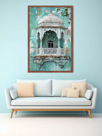 Vintage Jharokha Window Canvas Wall Art | Indian Heritage Architecture Painting