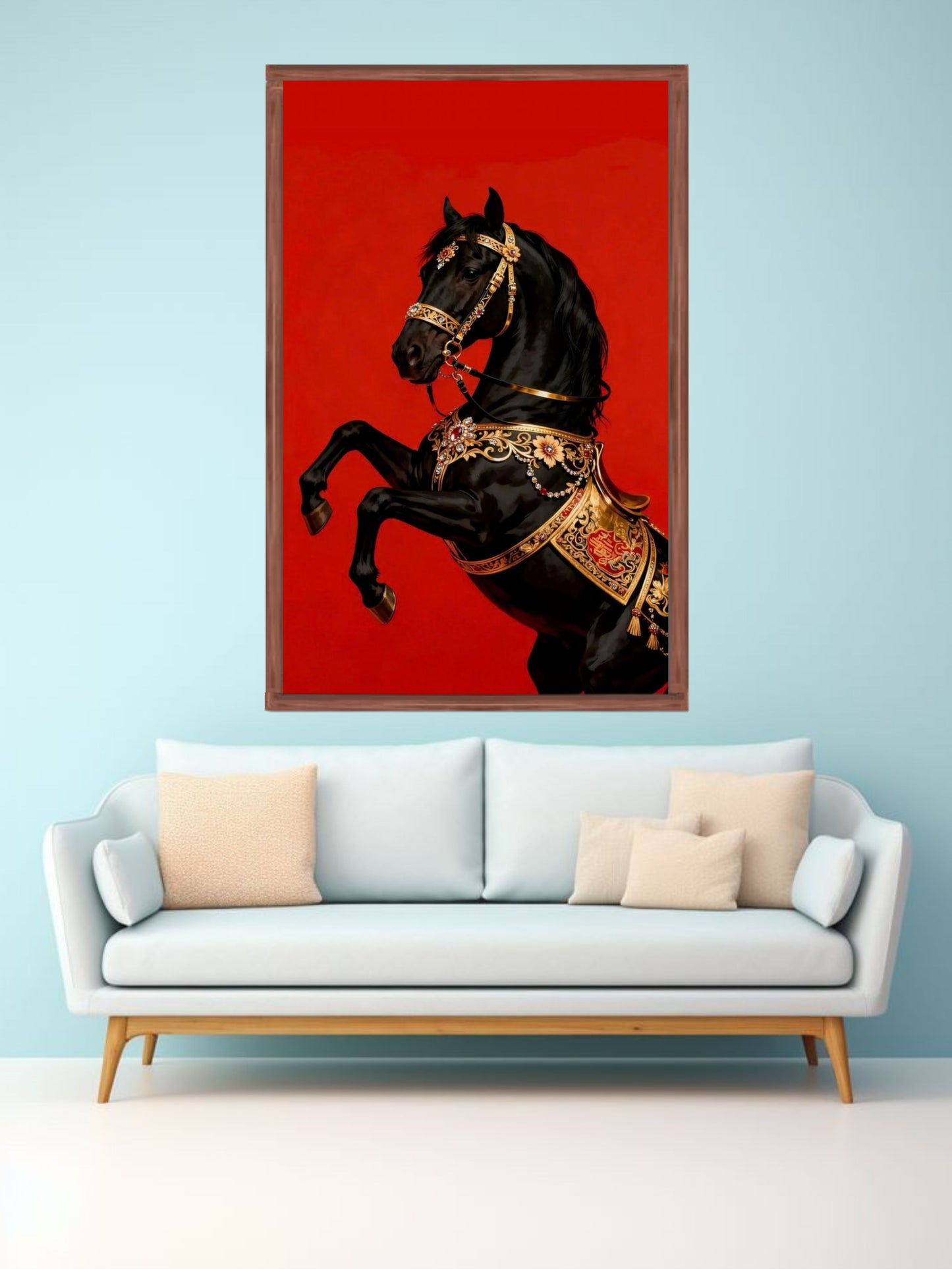 Black Royal Horse Canvas Wall Art | Luxury Decorative Horse Painting