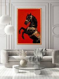 Black Royal Horse Canvas Wall Art | Luxury Decorative Horse Painting